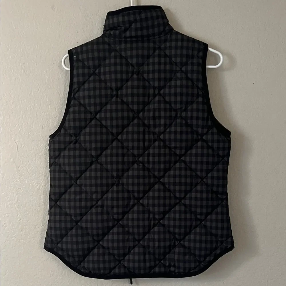 J.Crew Paid Quilted Down filled Front Zip Up Vest in Blk/Charcoal in Size Small